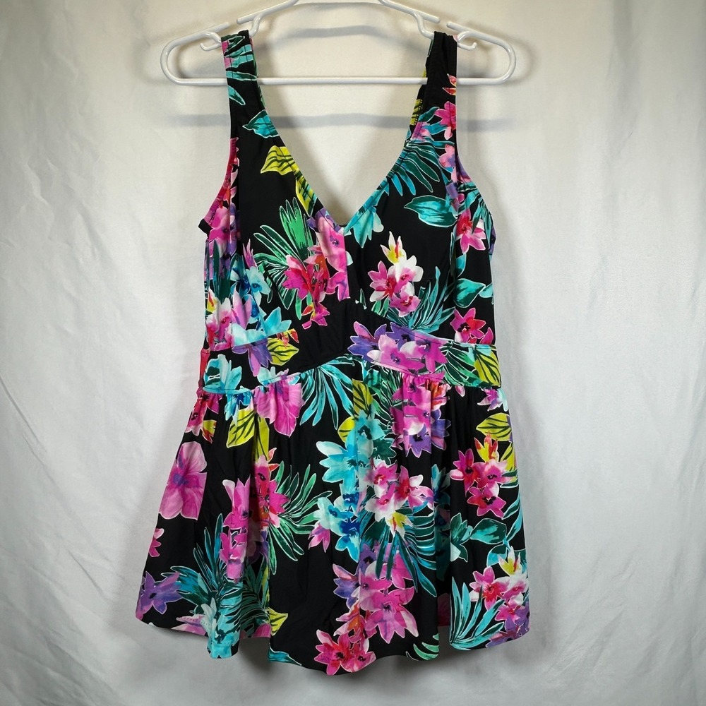Maxine of Hollywood Swimsuit Plus Size 20W Dress Skirt Floral Tropical One Piece